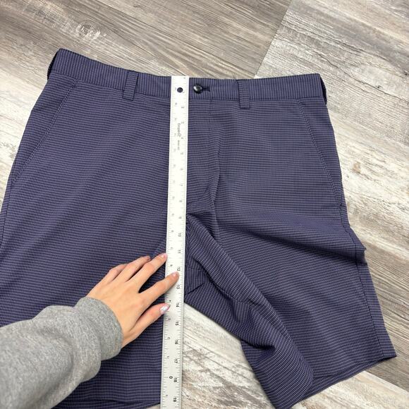 Cutter & Buck CB DryTec Blue Micro Grid Mens 32 Flat Front Golf Chino Shorts EUC - Picture 9 of 10